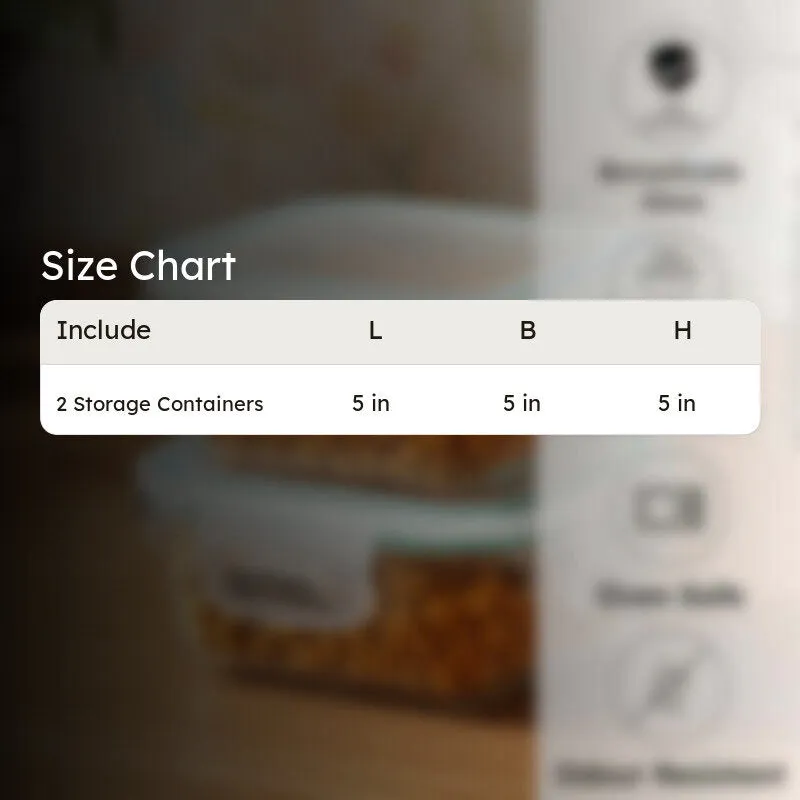Oliva Square Glass Storage Container (320 ML) - Set Of Two media 9