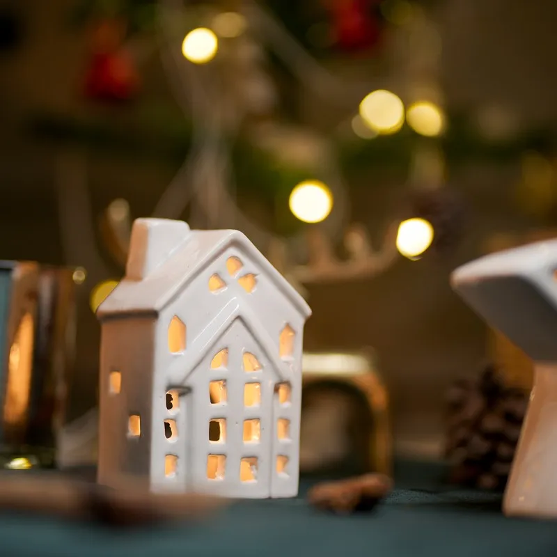 Christmas House Tealight Holder - Two Piece Set media 4