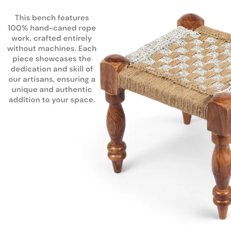 Hyrox Sheesham Wooden Bench - White,Brown media 7