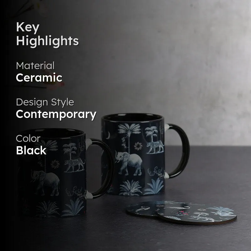 India Circus Fauna Ceramic Mug With Coaster (325 mL Each) - Four Piece Set media 2