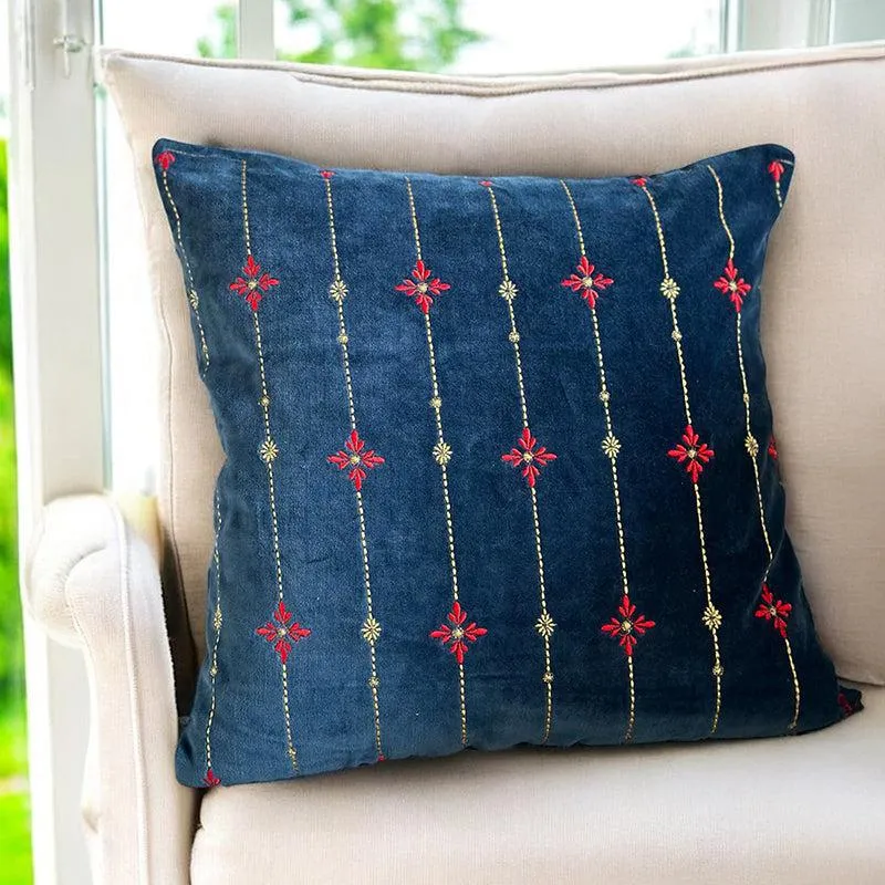 Vintage Vignettes Embroidered Cotton Cushion Cover media 4