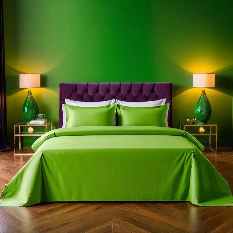 Moonweave Solid Cotton Bedsheet (Green) - 400 TC media 4