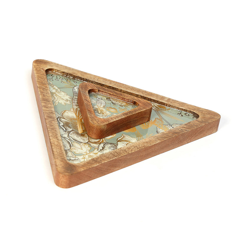Verrosa Triangular Chip & Dip Mango Wood Platter - Set of Two media 3