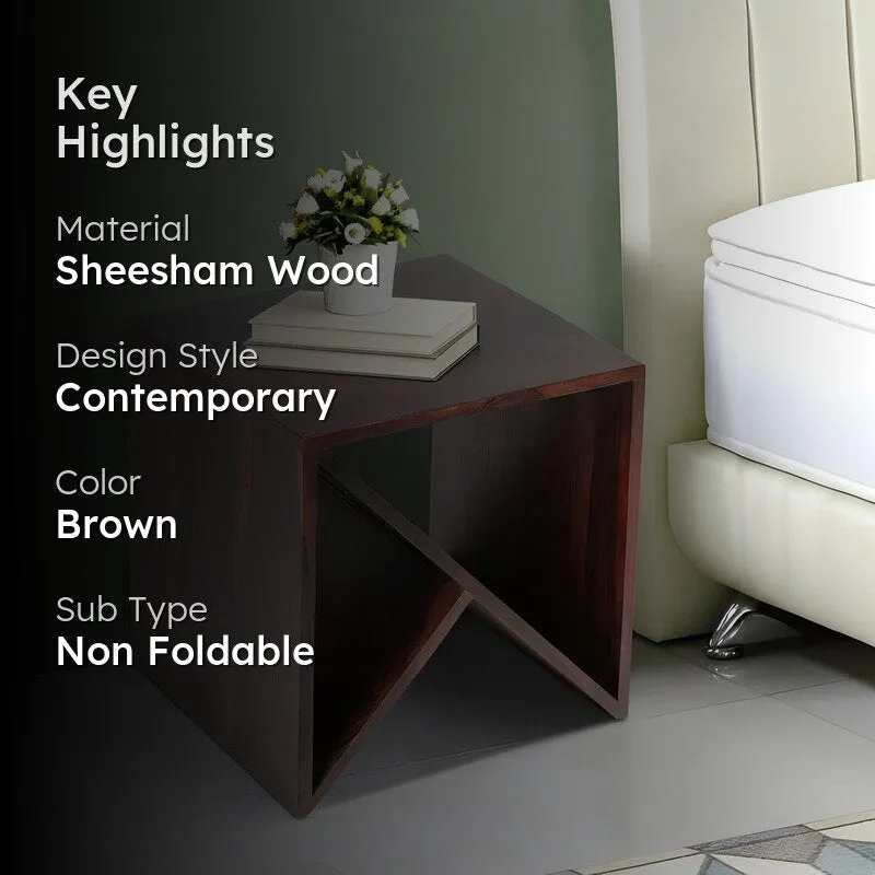 Averox Sheesham Wooden Side & Bedside Table - Deep Brown media 2