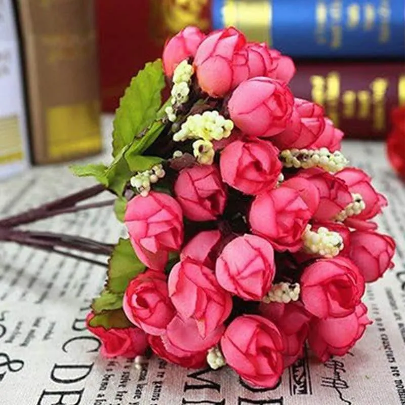 Faux Rose Floral Stick - Dark Pink media 3