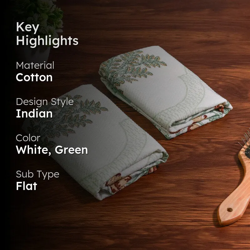 Flora Drift Cotton Hand Towel (Green) - Set Of Two media 2