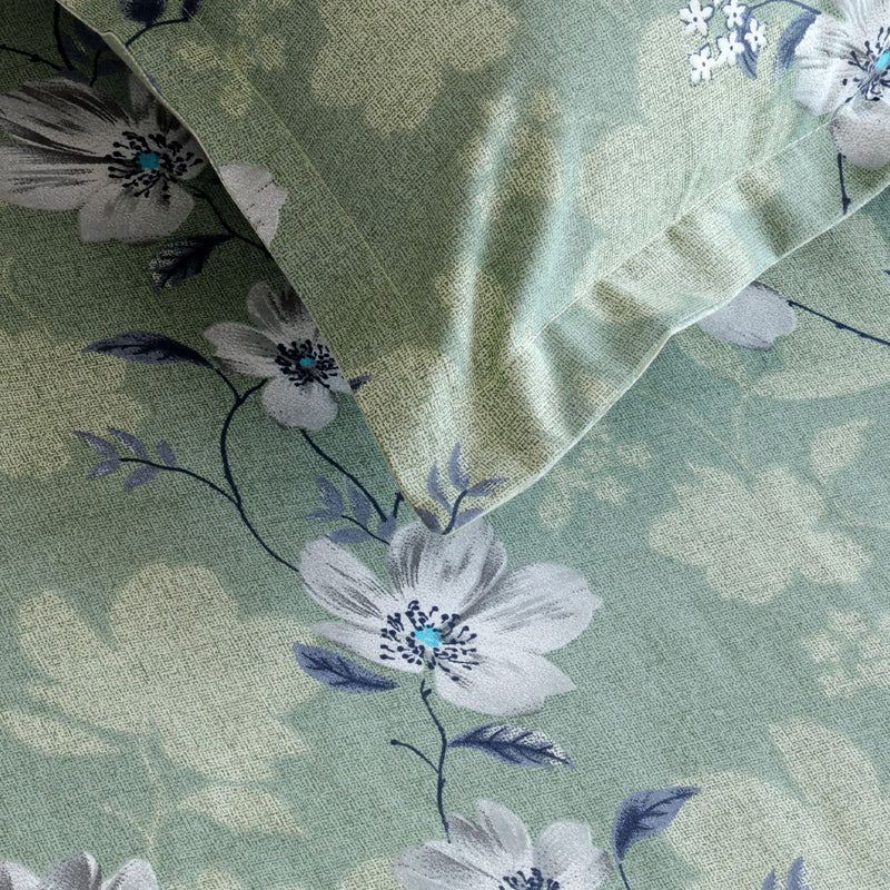 Swayam Anvitha Floral Cotton Bedsheet (Green) - 144 TC media 7