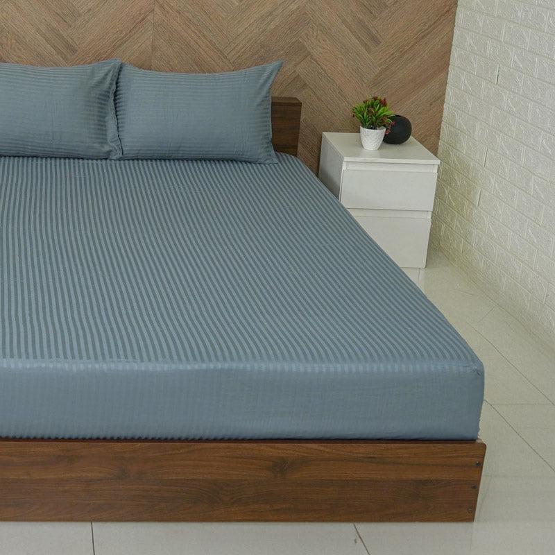 Reposi Striped Cotton Bedsheet (Grey) - 200 TC media 3