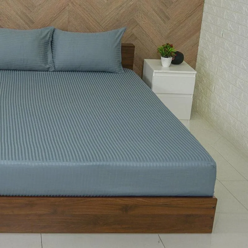 Reposi Striped Cotton Bedsheet (Grey) - 200 TC media 3