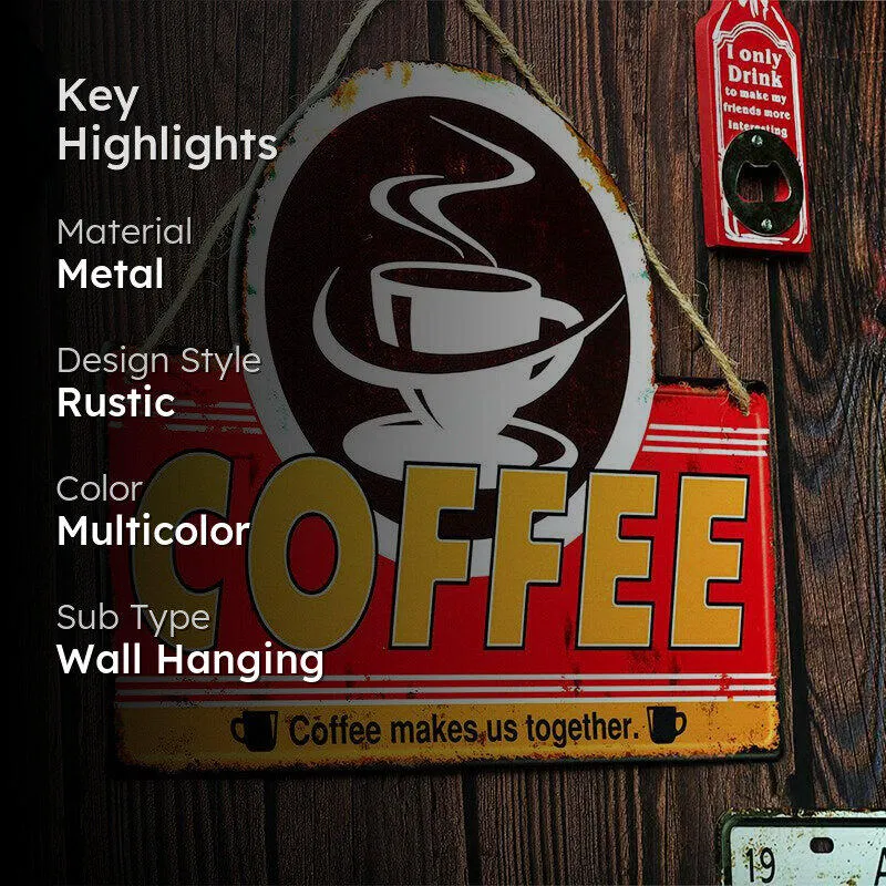 Coffee Makes Us Together Retro Metal Wall Accent media 2