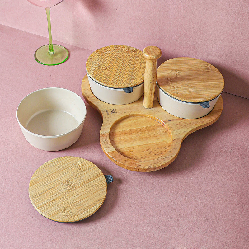 Nava Snack Bowl With Tray (White) - Four Piece Set media 5