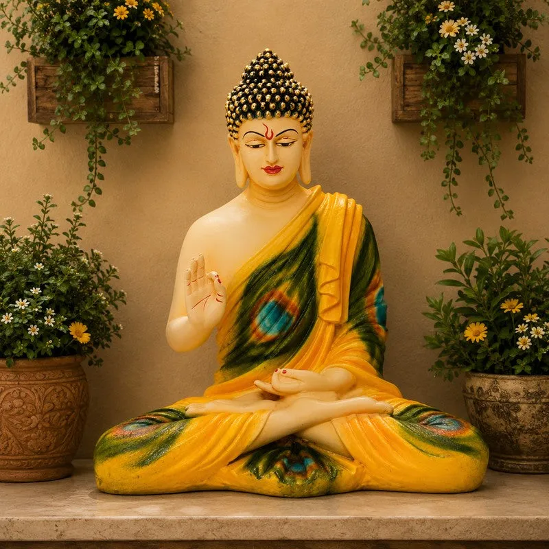 Moksha Aura Buddha Marble Idol - Yellow media 1