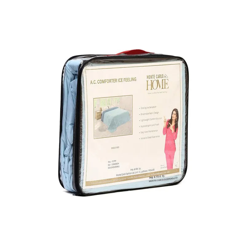 Monte Carlo Softelle Solid Polyester Reversible Comforter (Blue & Light Blue) - 110 GSM media 7