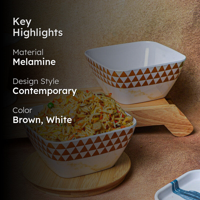 Mivono Melamine Snack Bowl (Brown/1020 mL) - Set Of Two media 2