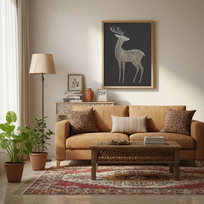 Majestic Deer Illustration Canvas Wall Painting With Brown Frame media 6