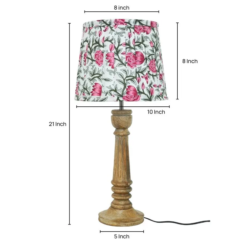 Rosette Warm Wooden Base Cotton Table Lamp - Multicolor media 5