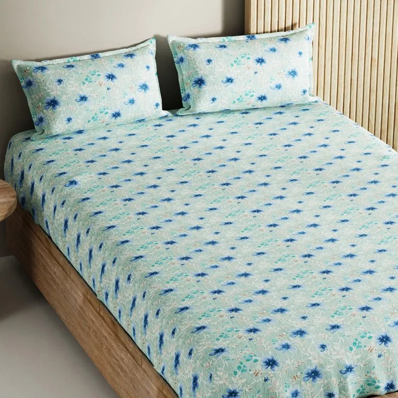 Nyric Cotton Bedsheet (Blue) - 144 TC media 4