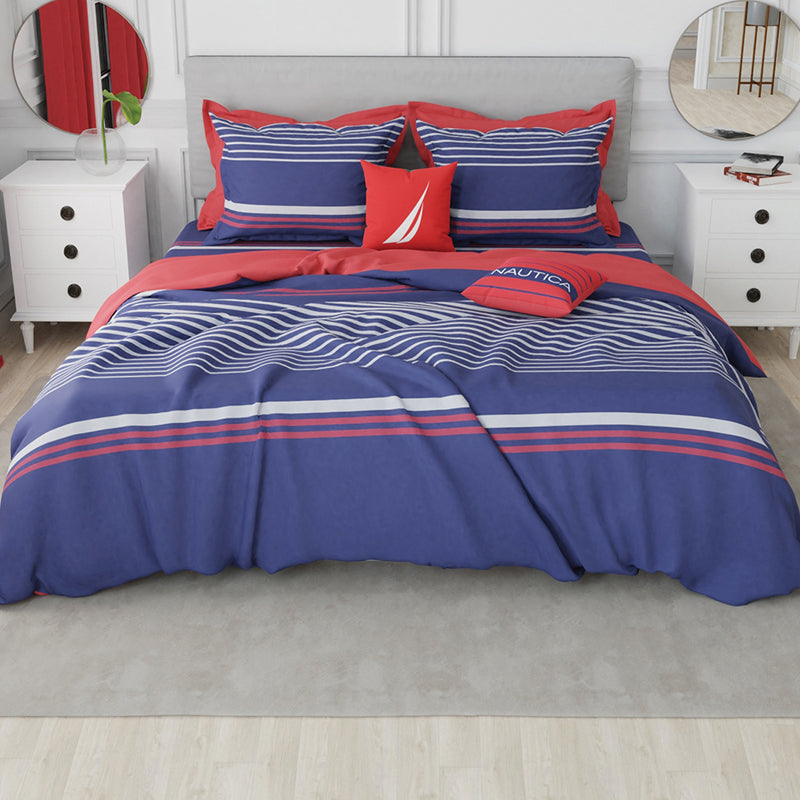 Nautica Versailles Veil Cotton Bedsheet (Blue & Grey) - 210 TC media 7