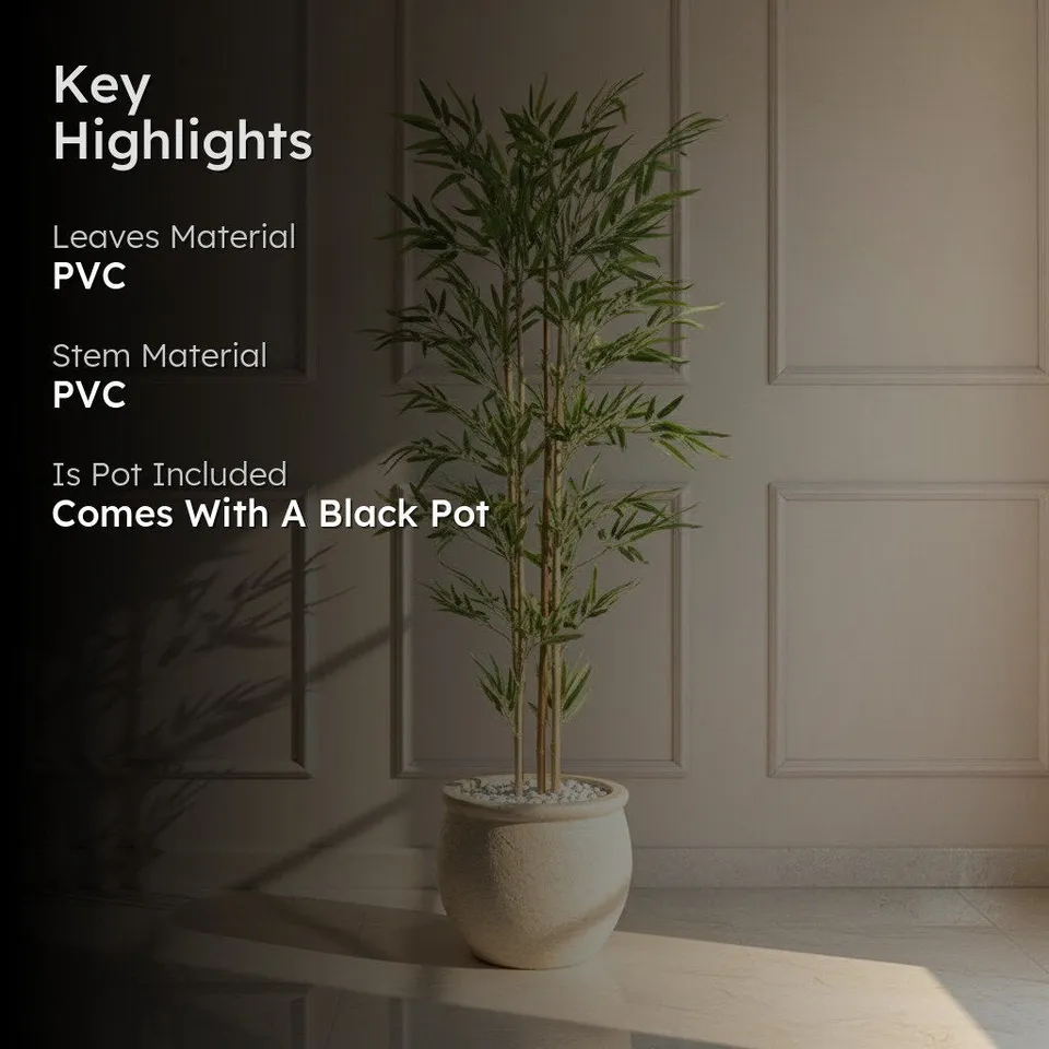 Artificial Bamboo Plant With Pot (Black) - 5.9 Feet media 2