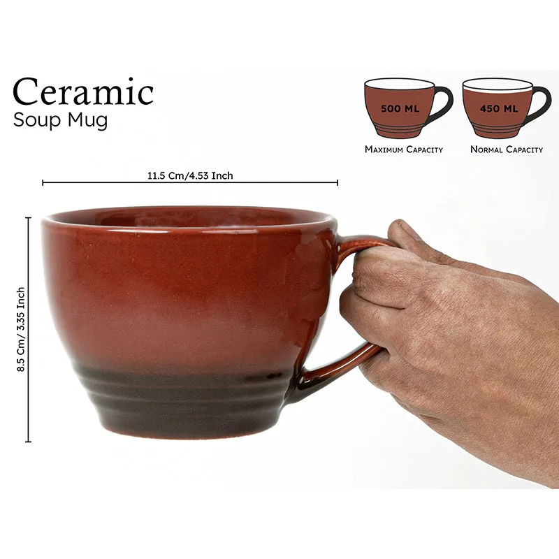 Gradient Brew Ceramic Coffee Mug (Deep Red/500 mL Each) - Set Of Two media 8
