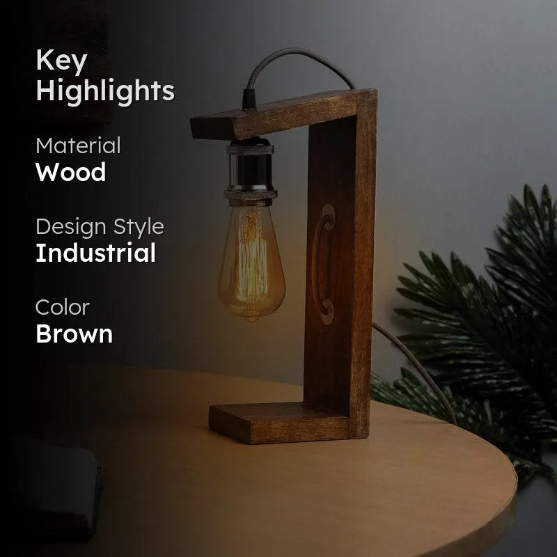 RusticAura Wooden Table Lamp media 2