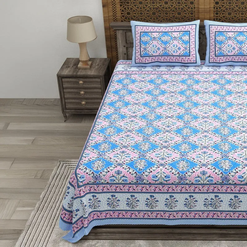 Royala Cotton Bedsheet (Pink,Blue) - 240 TC media 3