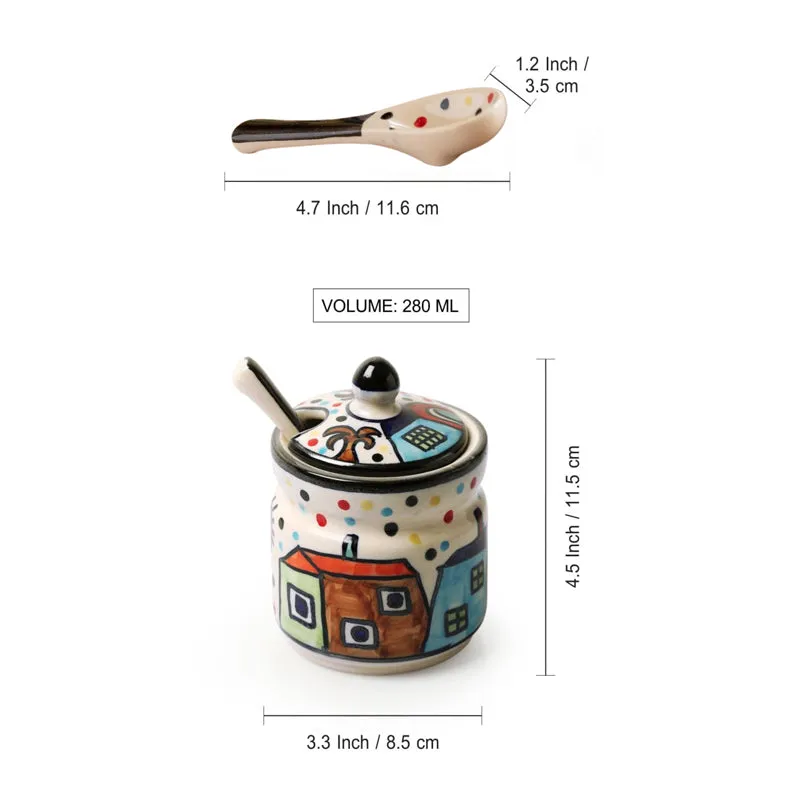 Cottage Bharni Ceramic Jar With Spoon (200 mL Each) - Set Of Two media 8