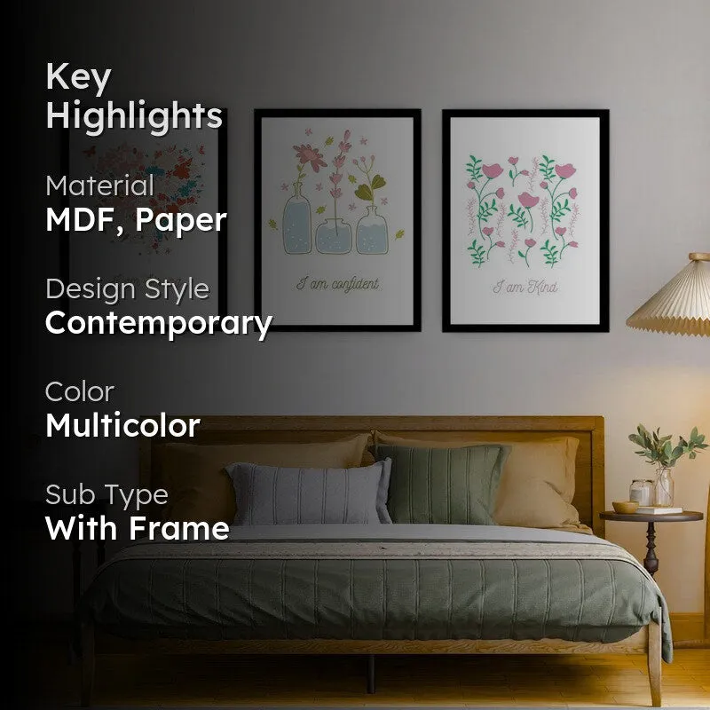Petal Promises Paper Wall Painting With Frame - Black media 2