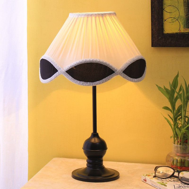 Ignaria Cotton Table Lamp With Iron Base - Ivory