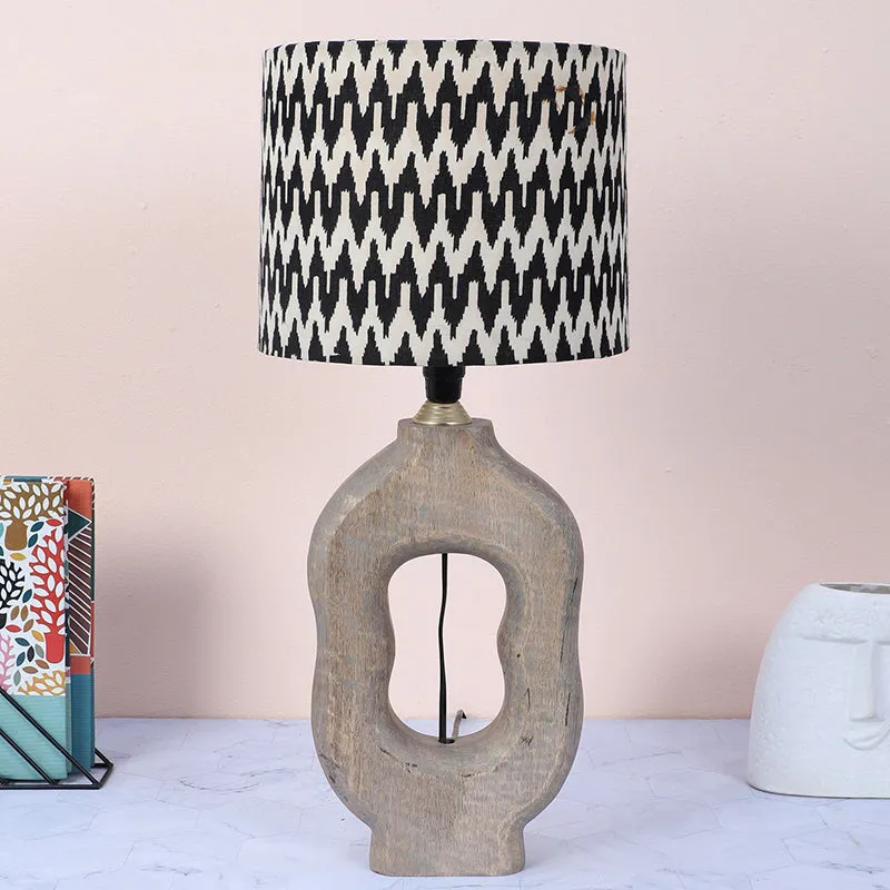 Chevronic Hewn Printed Mango Wood Table Lamp - Black, White media 2