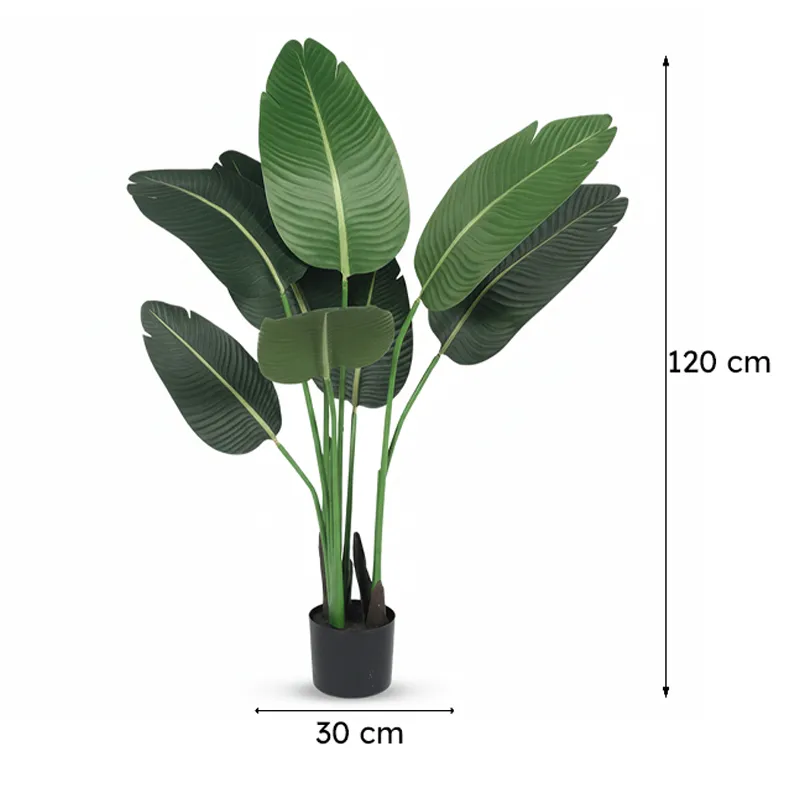 Faux Lush Bird of Paradise Plant With Black Plastic Pot - 4 Feet media 7