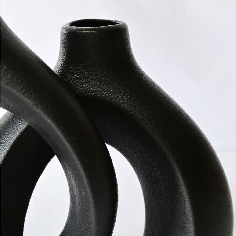 Harmony Loop Sculptural Ceramic Vase Set (Black) - Set Of Two media 4