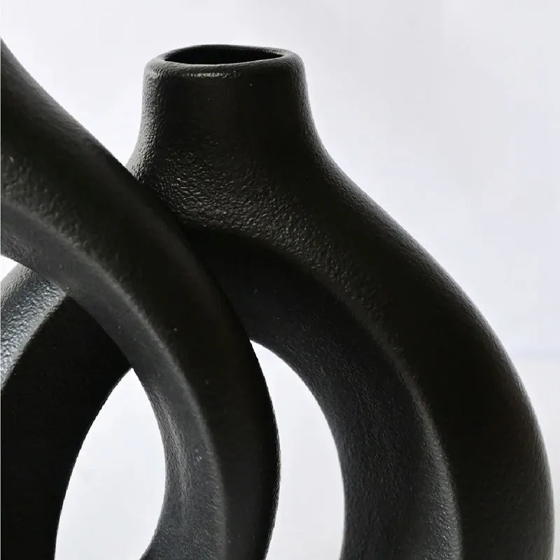 Harmony Loop Sculptural Ceramic Vase Set (Black) - Set Of Two media 4