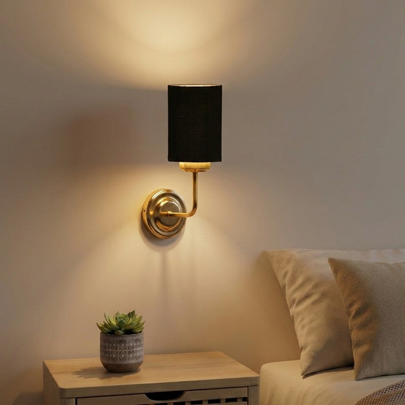 Cyluxe Black Soft Loom Cotton Wall Lamp