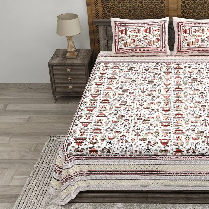 Royalus Cotton Bedsheet (Maroon,Beige) - 240 TC media 3
