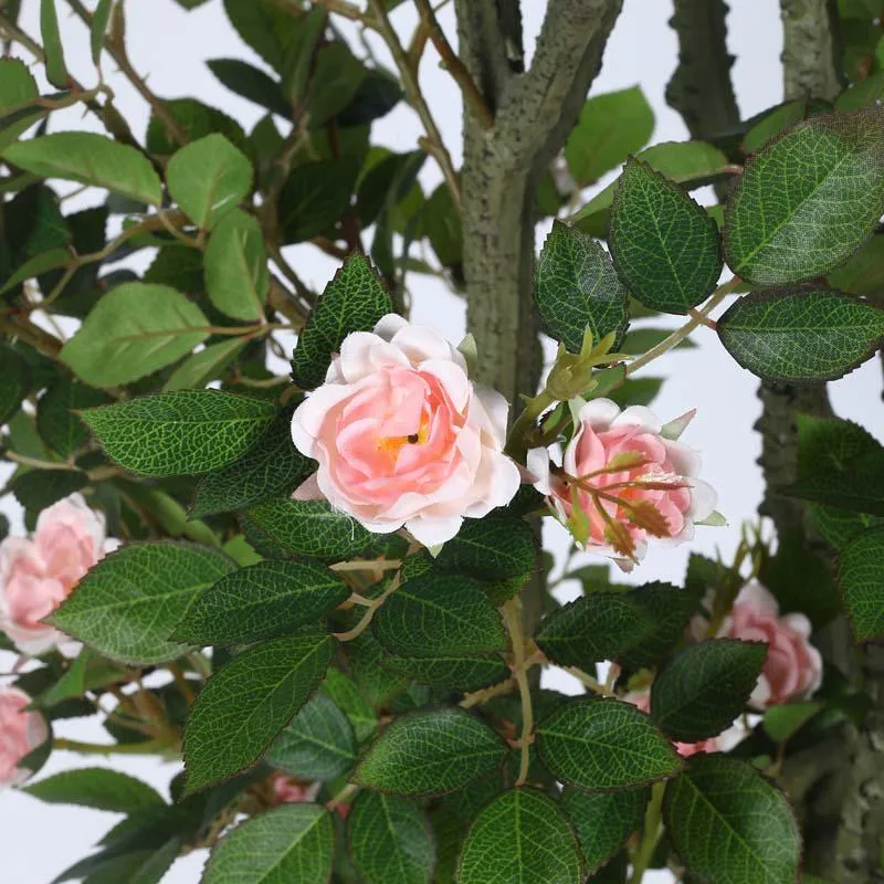 Faux Lush Mini Camellia Plant With Black Plastic Pot (Light Pink) - 4.3 Feet media 4