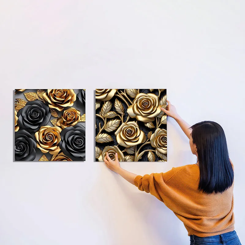 Gilded Roses Canvas Wall Art - Set Of Two media 6