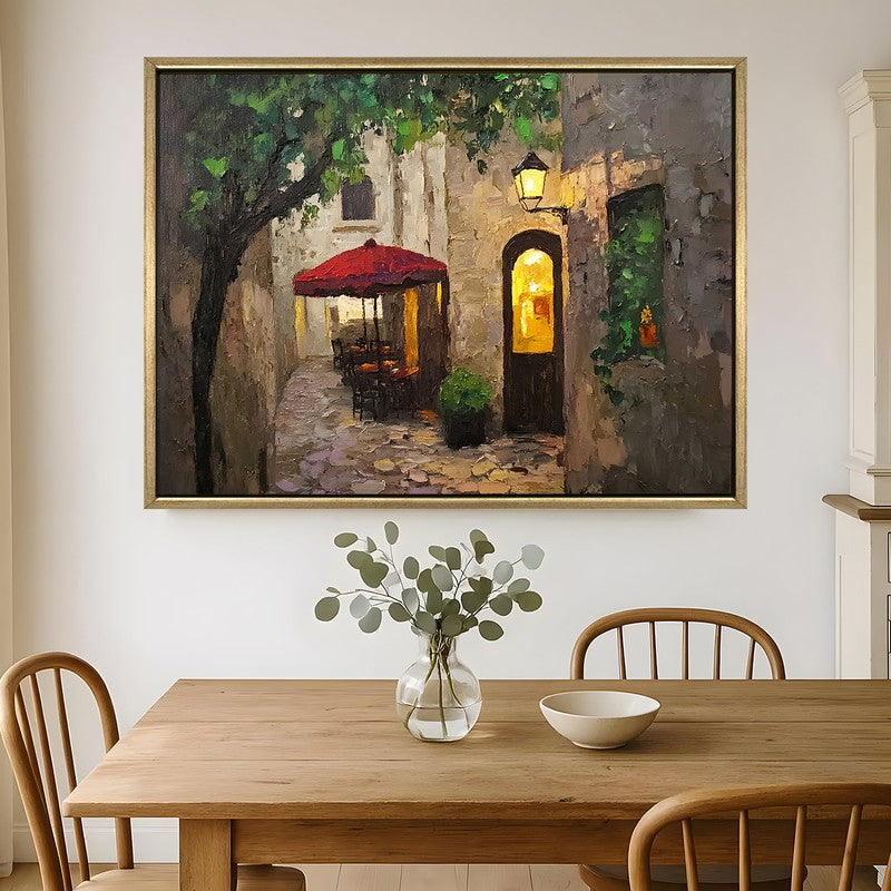 Crimson Accent Canvas Wall Painting With Frame