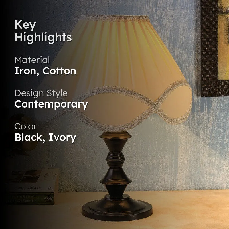 Glowsyn Cotton Table Lamp With Iron Base - Ivory media 2