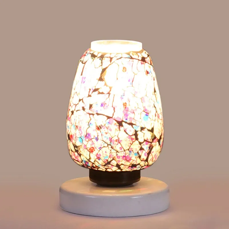 Crystalora Glass Table Lamp With Wooden Base - Multicolor media 6
