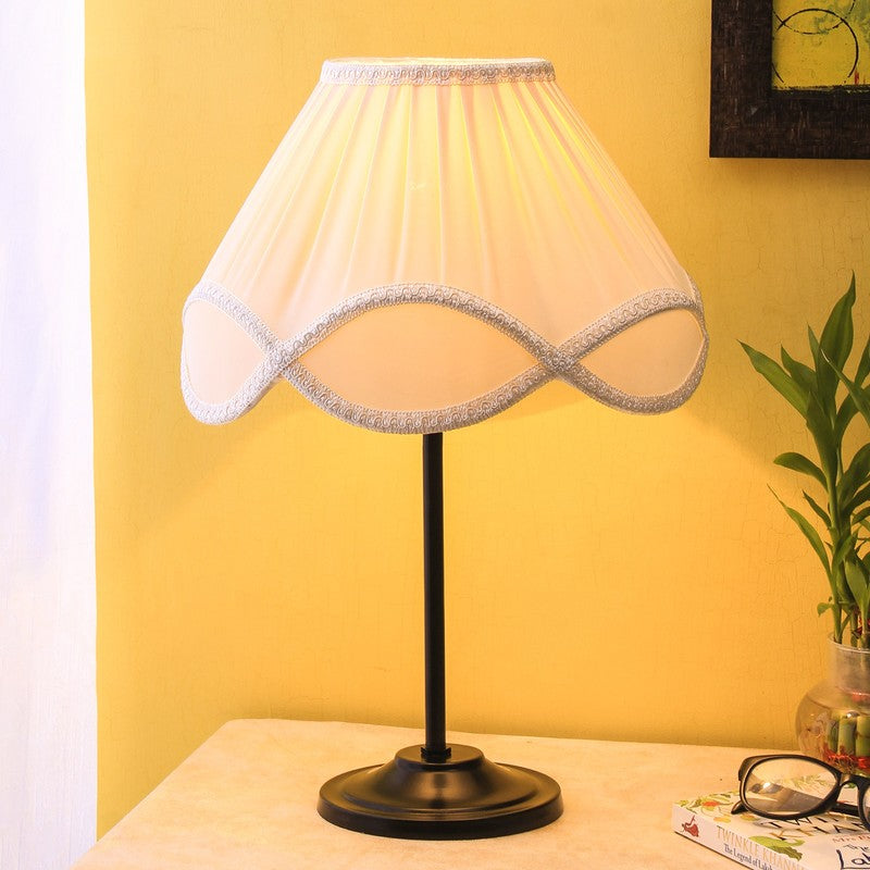 Flamiraen Cotton Table Lamp With Iron Base - Ivory