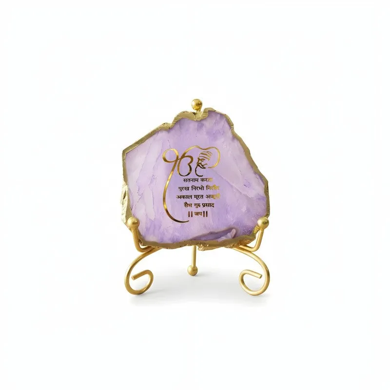 Krishna Blessing Aura Agate Showpiece With Stand - Purple media 3