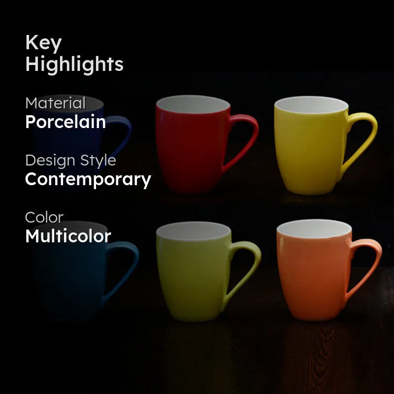 Sellia Porcelain Coffee Mug (300 mL Each) - Set of Six media 2