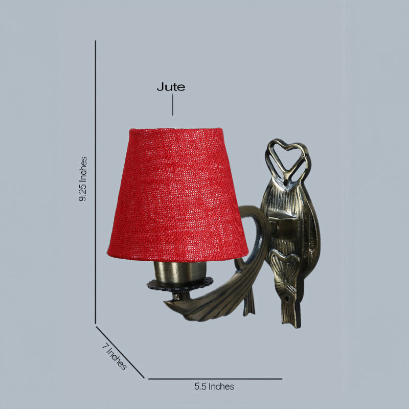 Love Gleam Atva Conical Fabric & Metal Wall Lamp - Maroon media 4