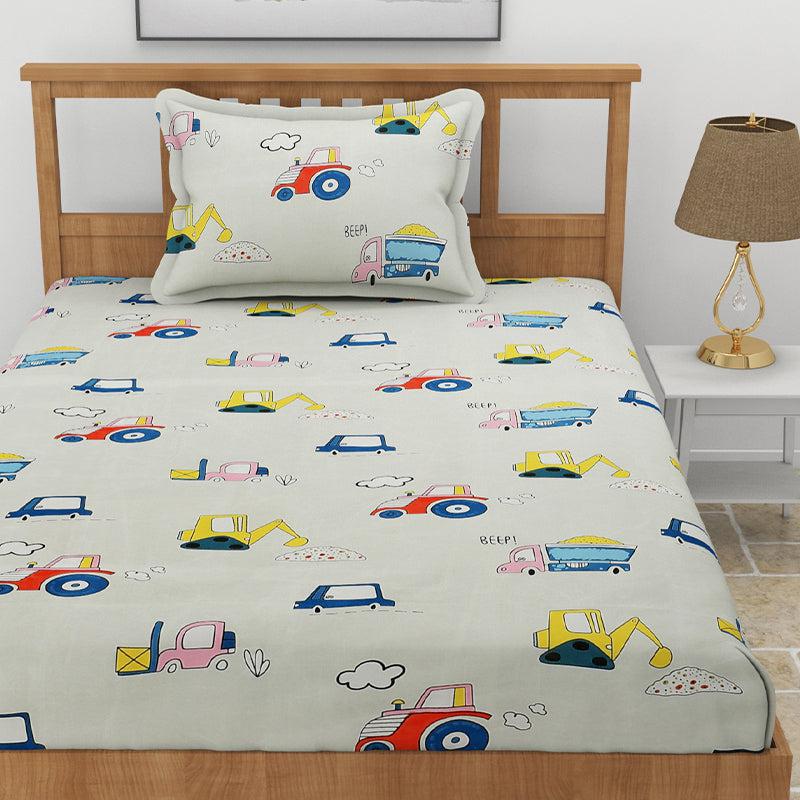 Truck Race Kids Fitted Microfiber Bedsheet - 130 GSM media 3