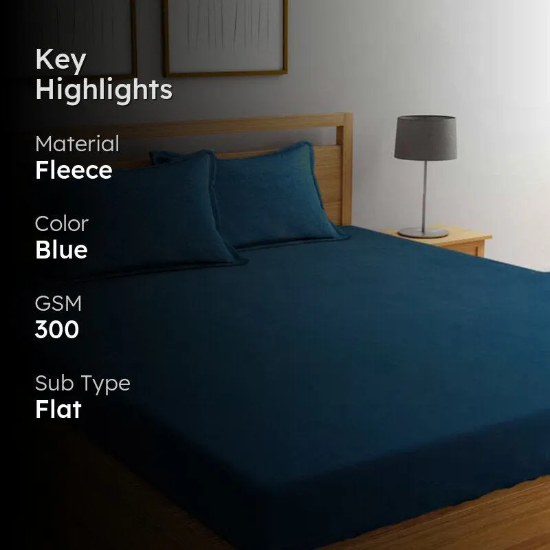 Gentle Rest Fleece Bedsheet (Teal) - 300 GSM media 2