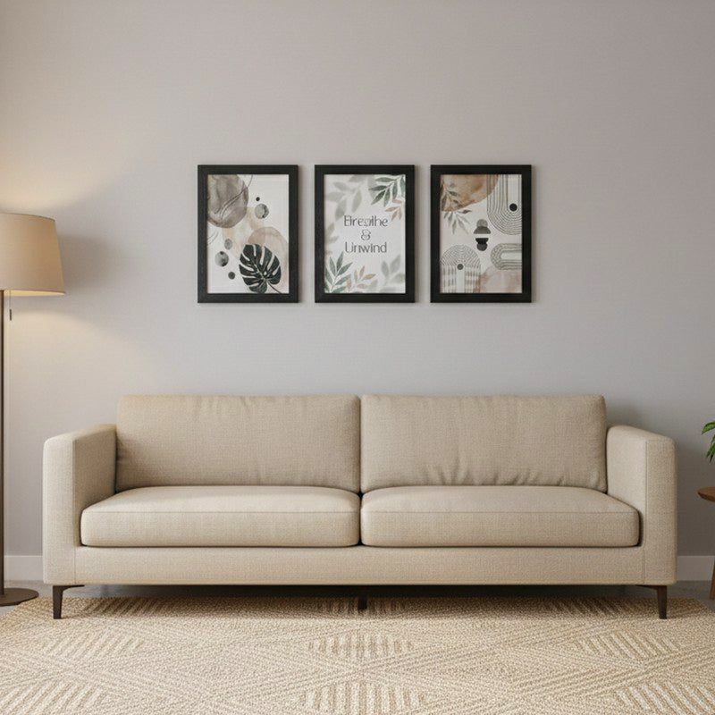 Urban Jungle Minimal Wall Painting With Frame - Set Of Three