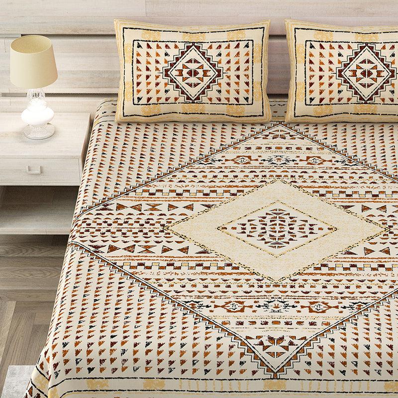 Rajasthani Nights Geometric Cotton Bedsheet (Yellow) - 150 TC media 3