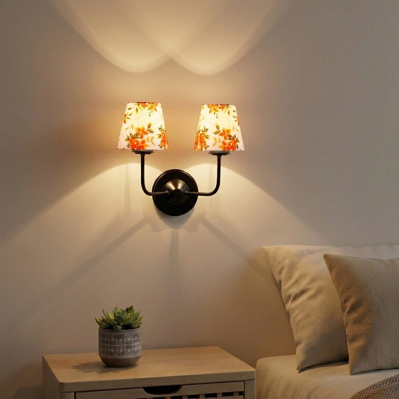 SoftGlow Twin Amber Cotton Wall Lamp - Orange,White