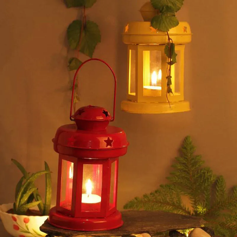 Vaira Lantern Tealight Candle Holder (Red & Yellow) - Set Of Two media 1